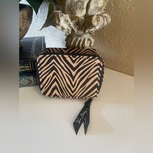 Vera Bradley Zebra Print Accessory Pouch - Black and Tan